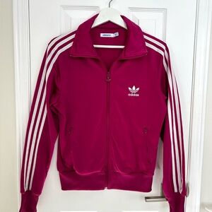 ADIDAS Original Pink & White Adicolor Firebird Track Jacket Coat, Women's M